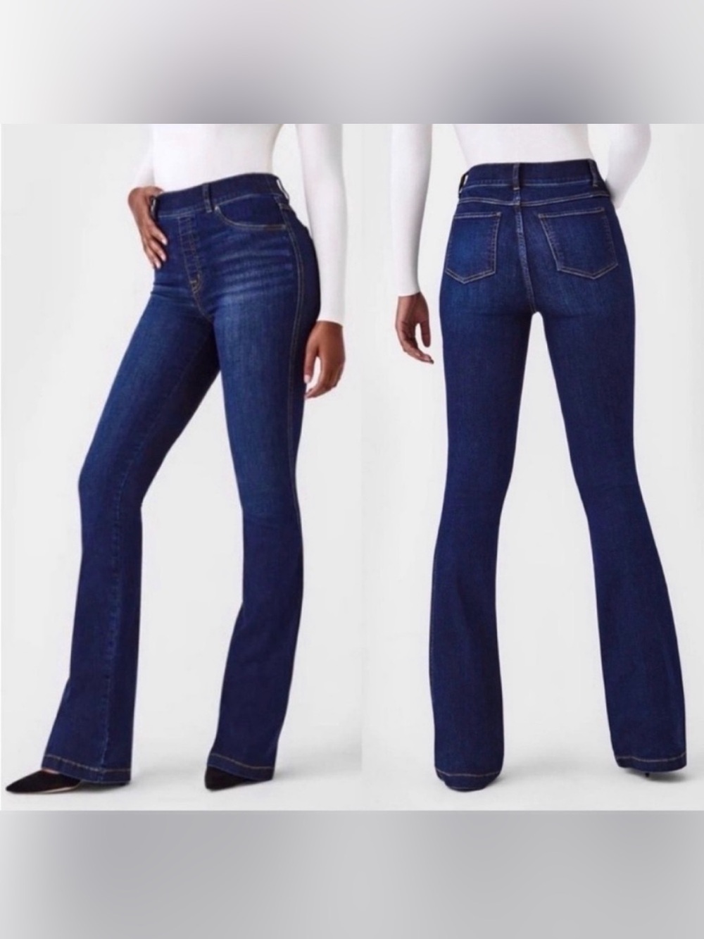 SPANX 20327T Flare in Midnight Shade Pull-on Stretch Jeans Size XL Tall